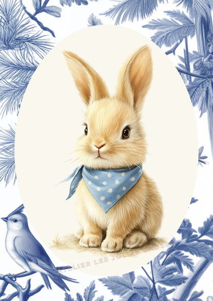 Compagnon de forêt – Édition toile de Jouy  décoration murale chambre bébé enfant.
