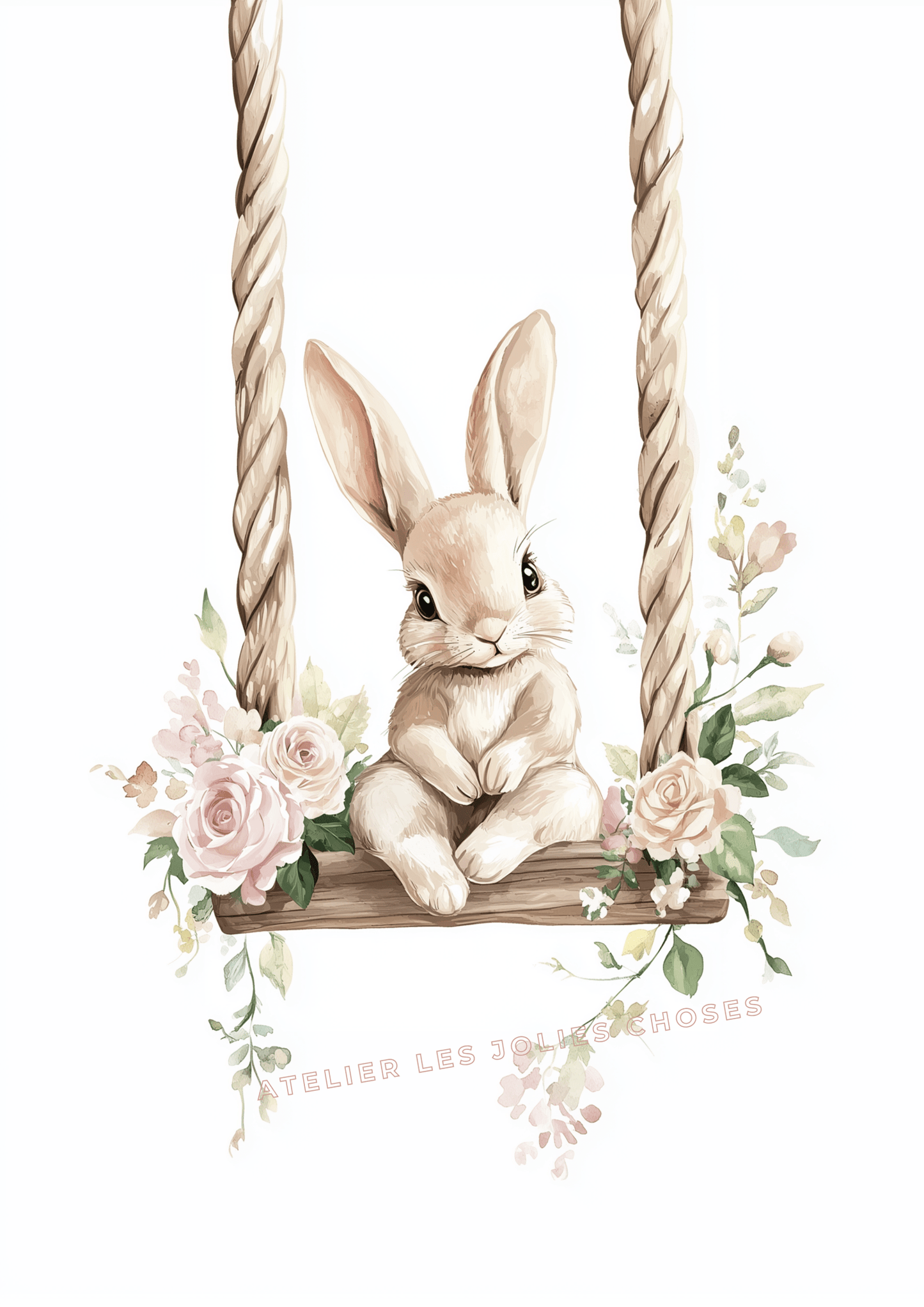 Affiche - Le rêve suspendu du petit lapin  décoration murale chambre bébé enfant.