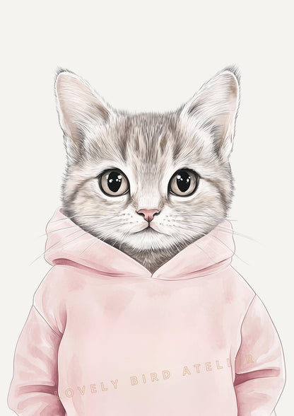 Affiche Chaton & Hoodie  décoration murale chambre bébé enfant.