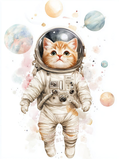 Affiche Chat Astronaute  décoration murale chambre bébé enfant.