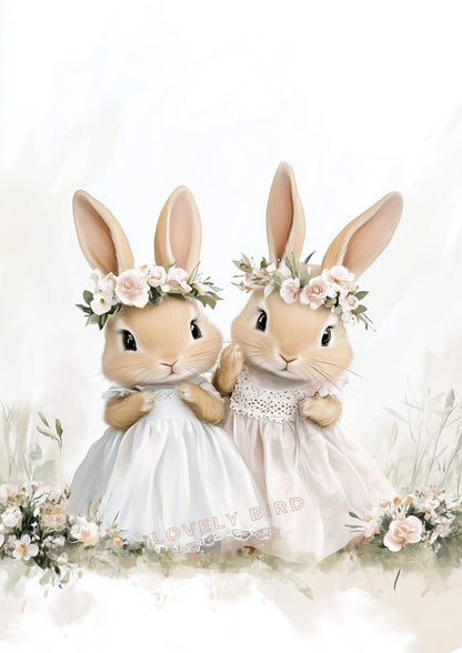 Affiche Les Petites Lapines décoration murale chambre bébé enfant