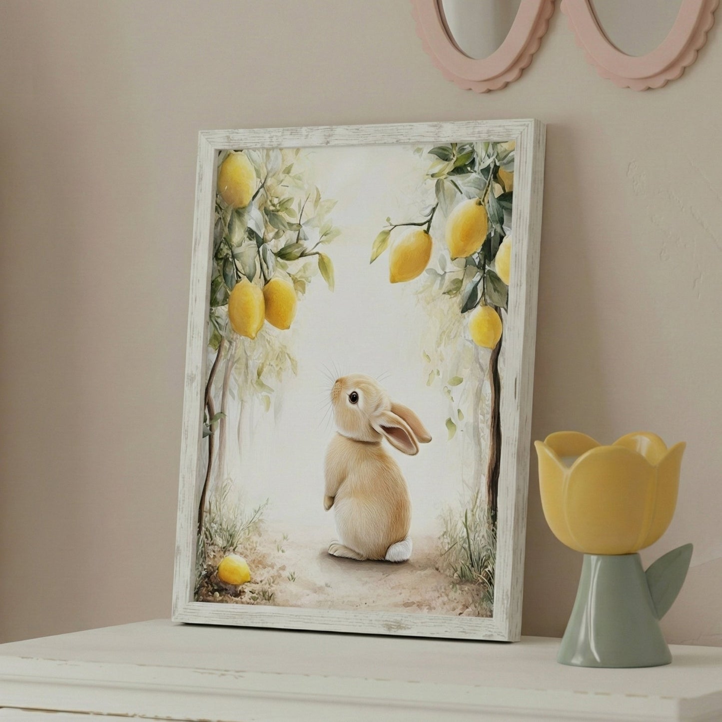 Affiche Lapin & Citronniers  décoration murale chambre bébé enfant.