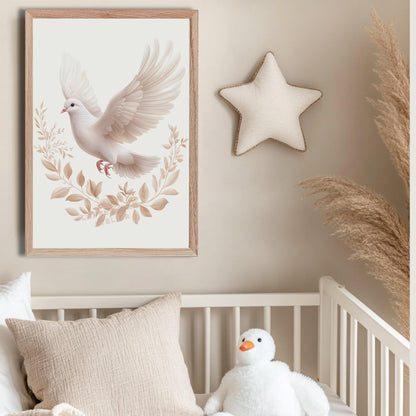 Affiche Colombe & Brindille  décoration murale chambre bébé enfant.