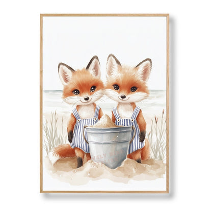 Les Renards à la plage  décoration murale chambre bébé enfant.