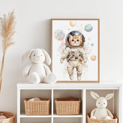 Affiche Chat Astronaute  décoration murale chambre bébé enfant.