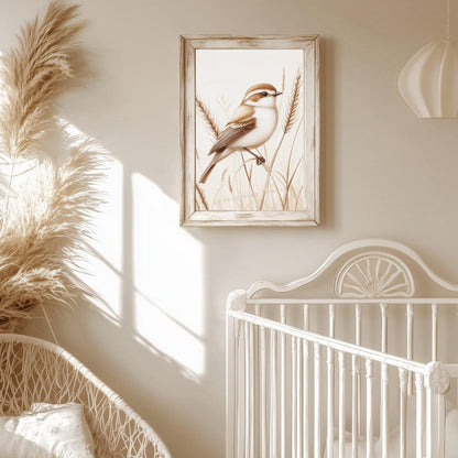Oiseau & Brindilles – Sérénité au Fil du Vent  décoration murale chambre bébé enfant.