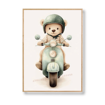 Petit Ours en Ballade  décoration murale chambre bébé enfant.