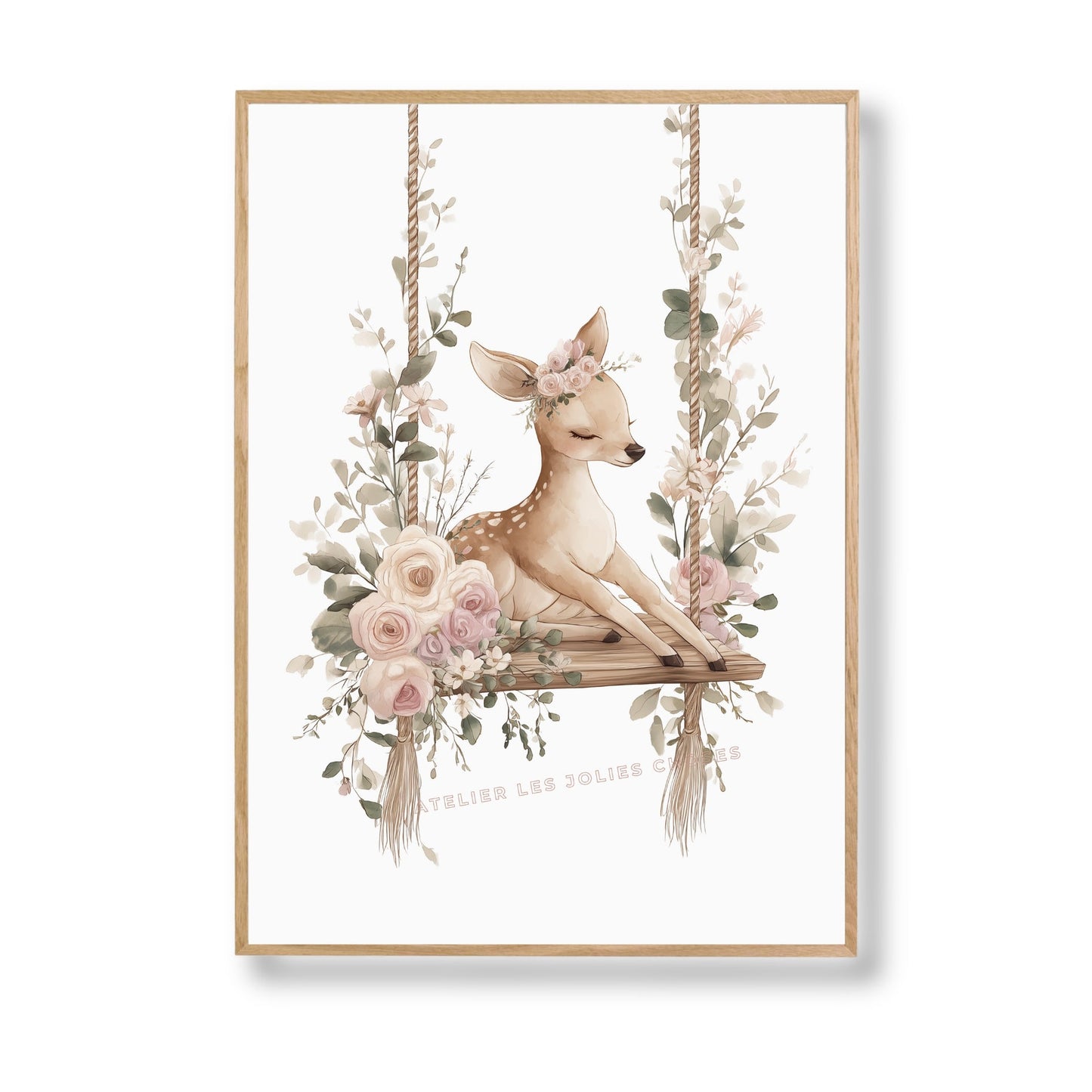 Affiche - Balancement au cœur de la clairière  décoration murale chambre bébé enfant.