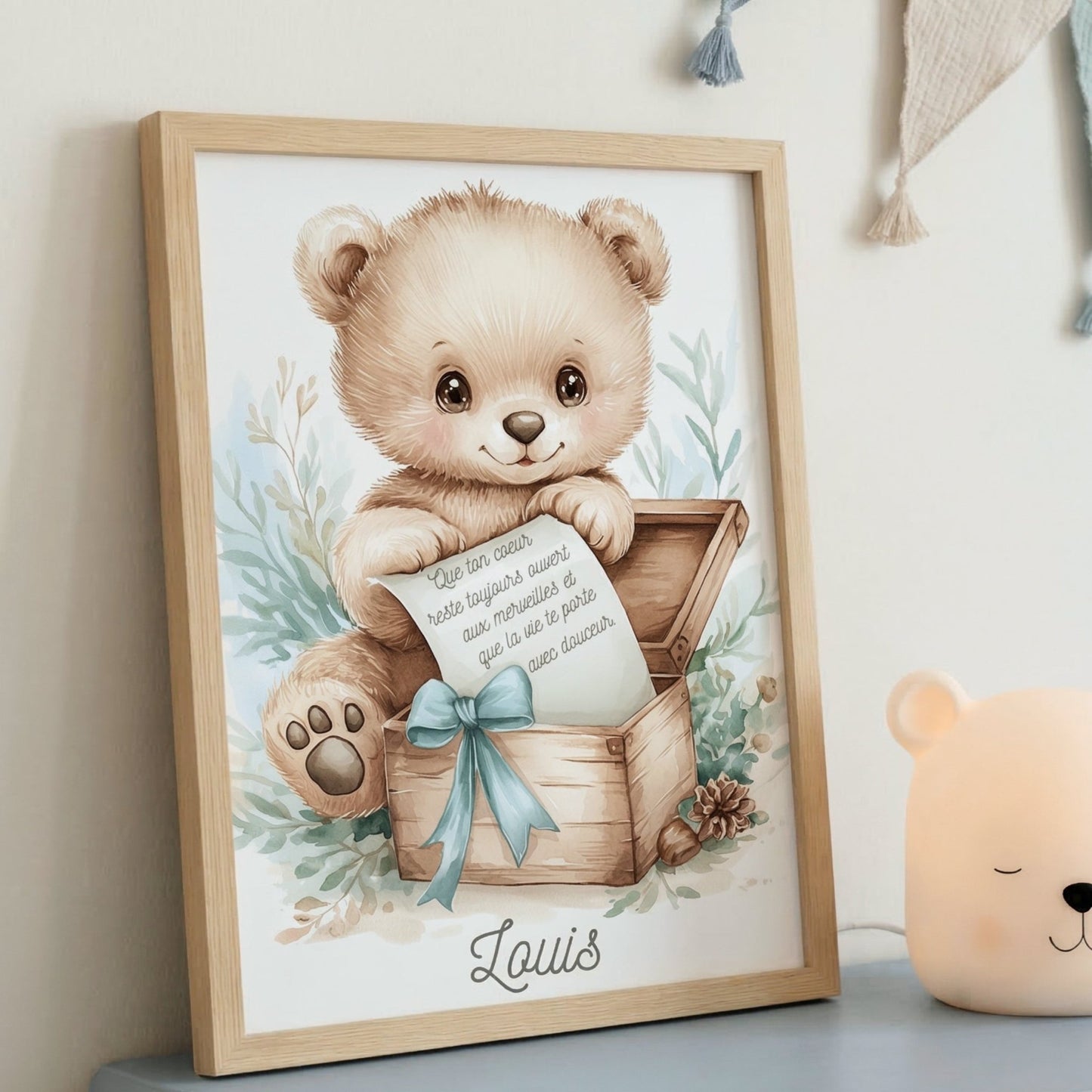 Le trésor de Petit Ours  décoration murale chambre bébé enfant.