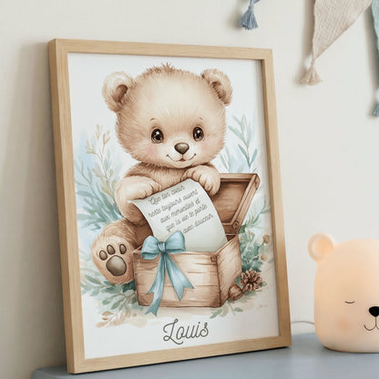 Le trésor de Petit Ours  décoration murale chambre bébé enfant.