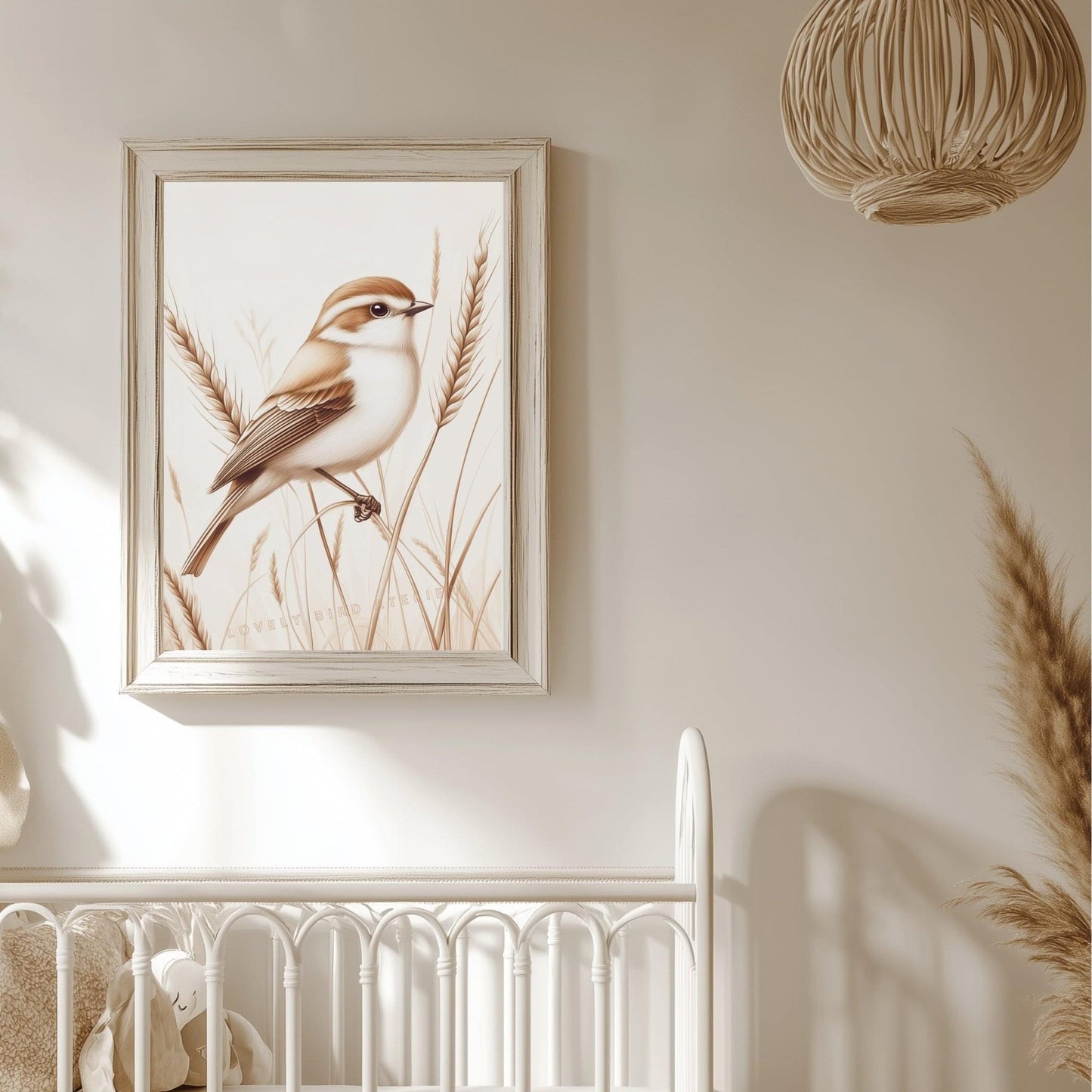 Oiseau & Brindilles – Sérénité au Fil du Vent  décoration murale chambre bébé enfant.