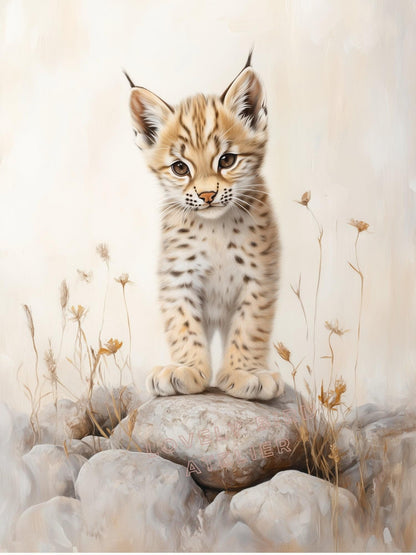 Affiche  Bébé Lynx  décoration murale chambre bébé enfant.