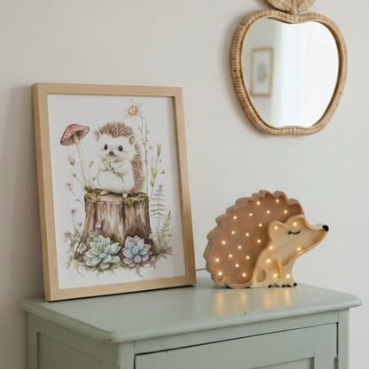 Affiche  Petit Hérisson & Fleur  décoration murale chambre bébé enfant.