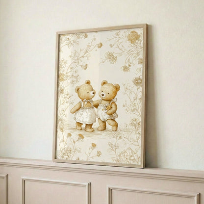 Illustration  – Les inséparables  décoration murale chambre bébé enfant.
