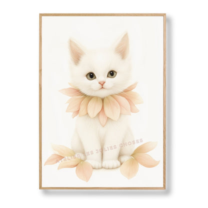 Petit Chat en Fleur  décoration murale chambre bébé enfant.