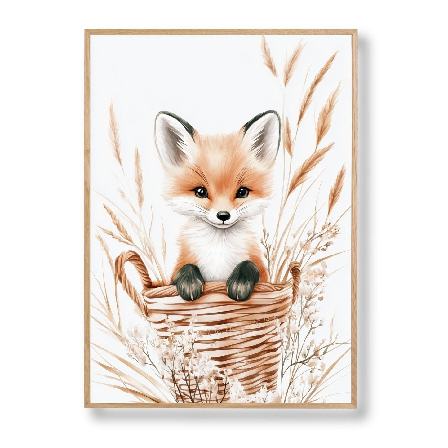 Affiche Renard & Petit Panier  décoration murale chambre bébé enfant.