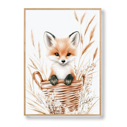 Affiche Renard & Petit Panier  décoration murale chambre bébé enfant.