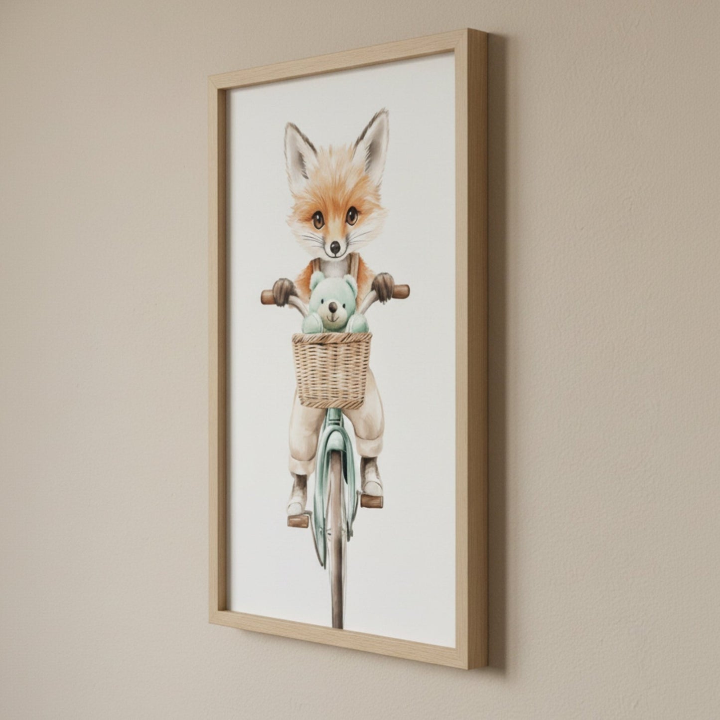 Affiche Renard En Vélo décoration murale chambre bébé enfant