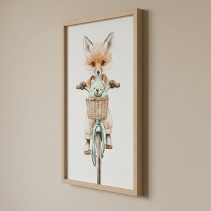 Affiche Renard En Vélo décoration murale chambre bébé enfant