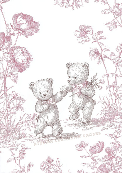 Illustration  – Balade au grand air  décoration murale chambre bébé enfant.