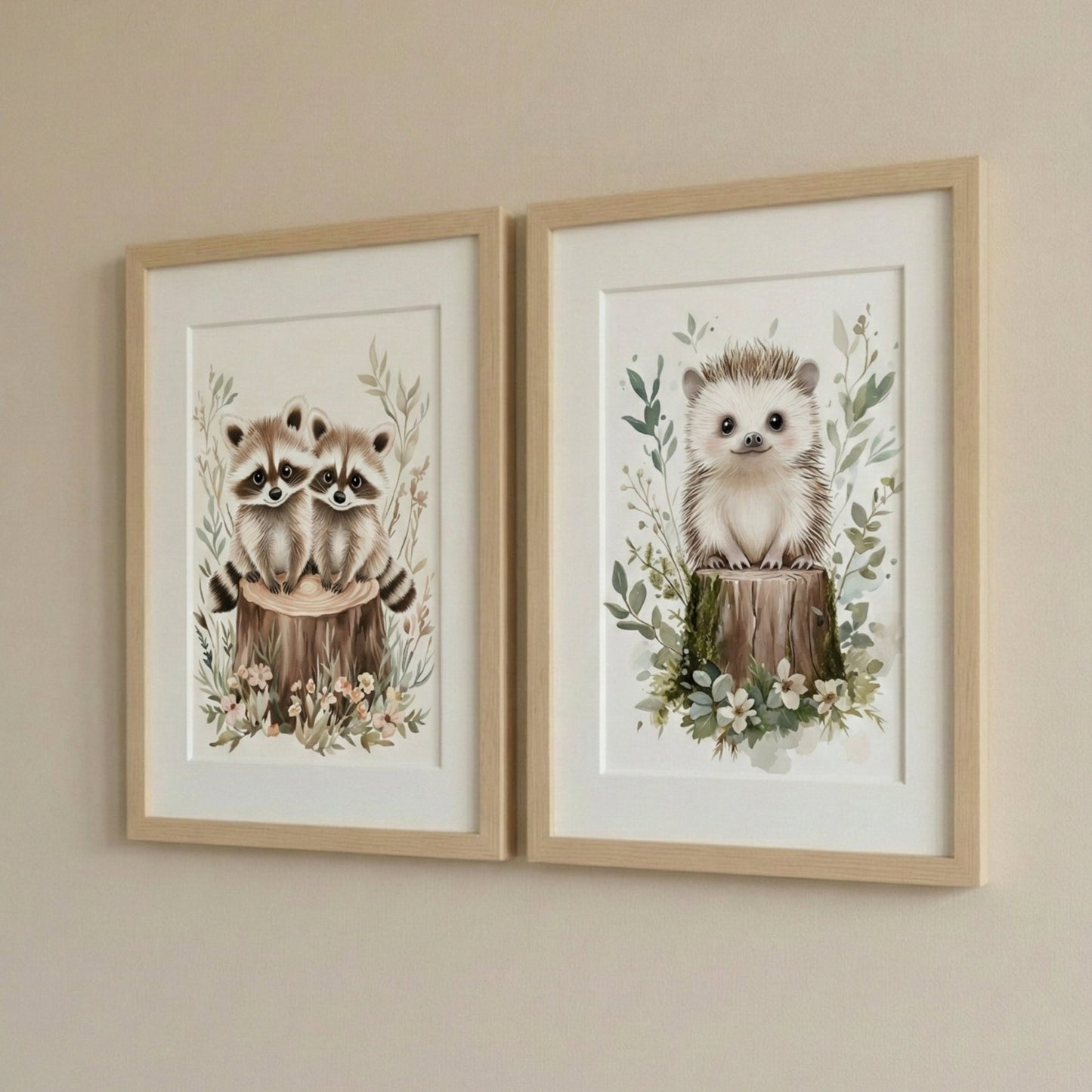 Petit Hérisson & Forêt  décoration murale chambre bébé enfant.