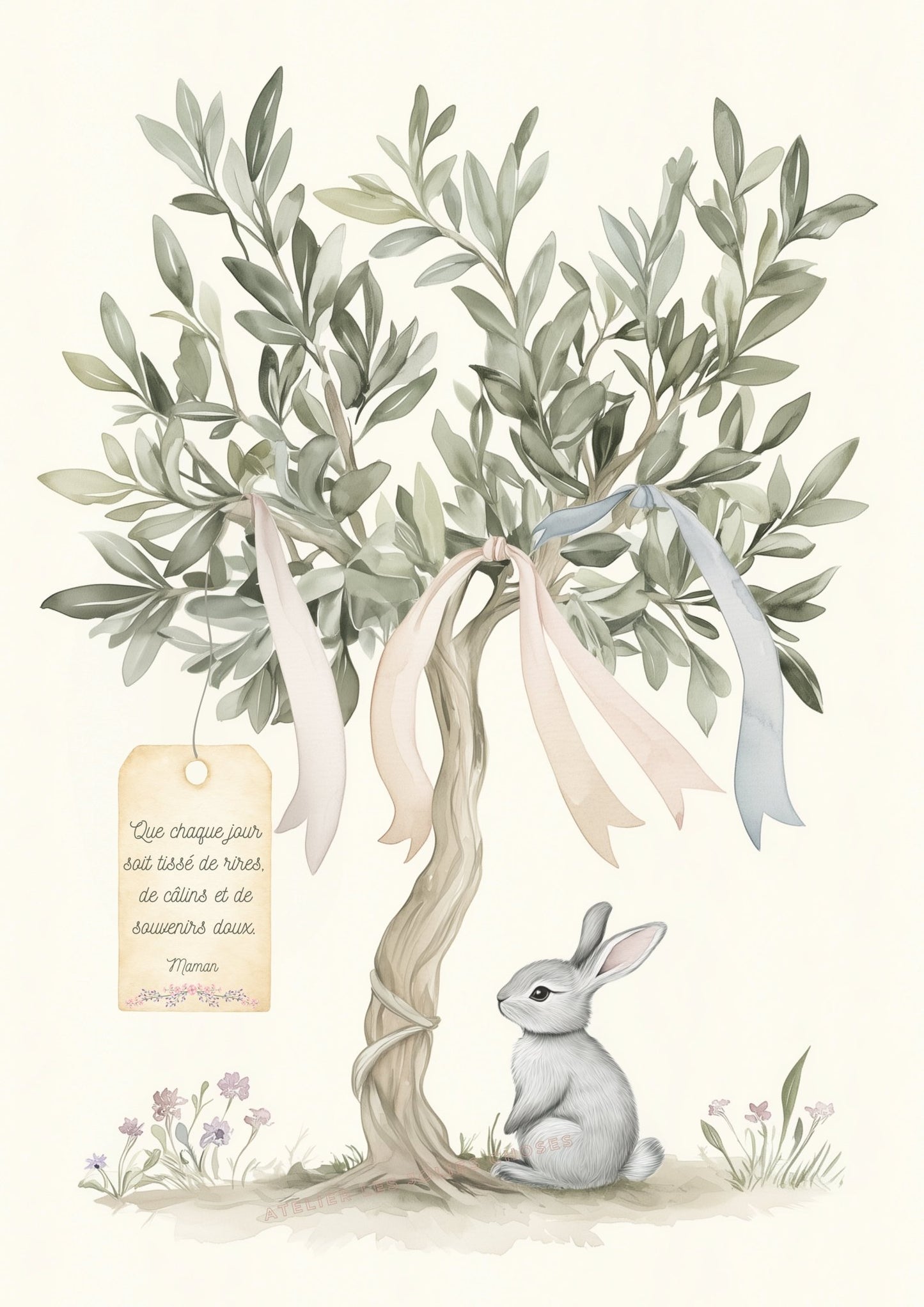 Le lapin et les souhaits volants  décoration murale chambre bébé enfant.