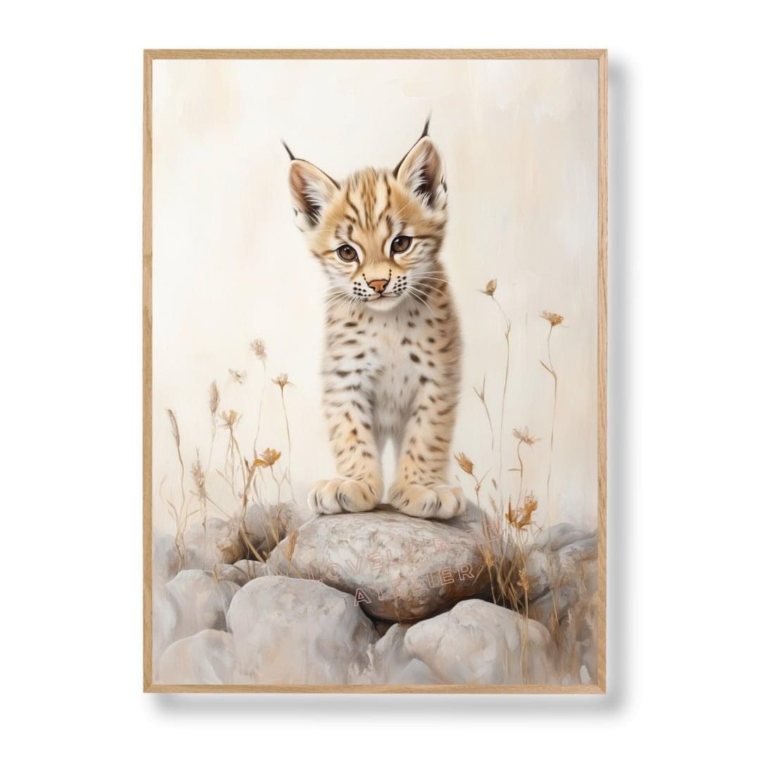 Affiche  Bébé Lynx  décoration murale chambre bébé enfant.