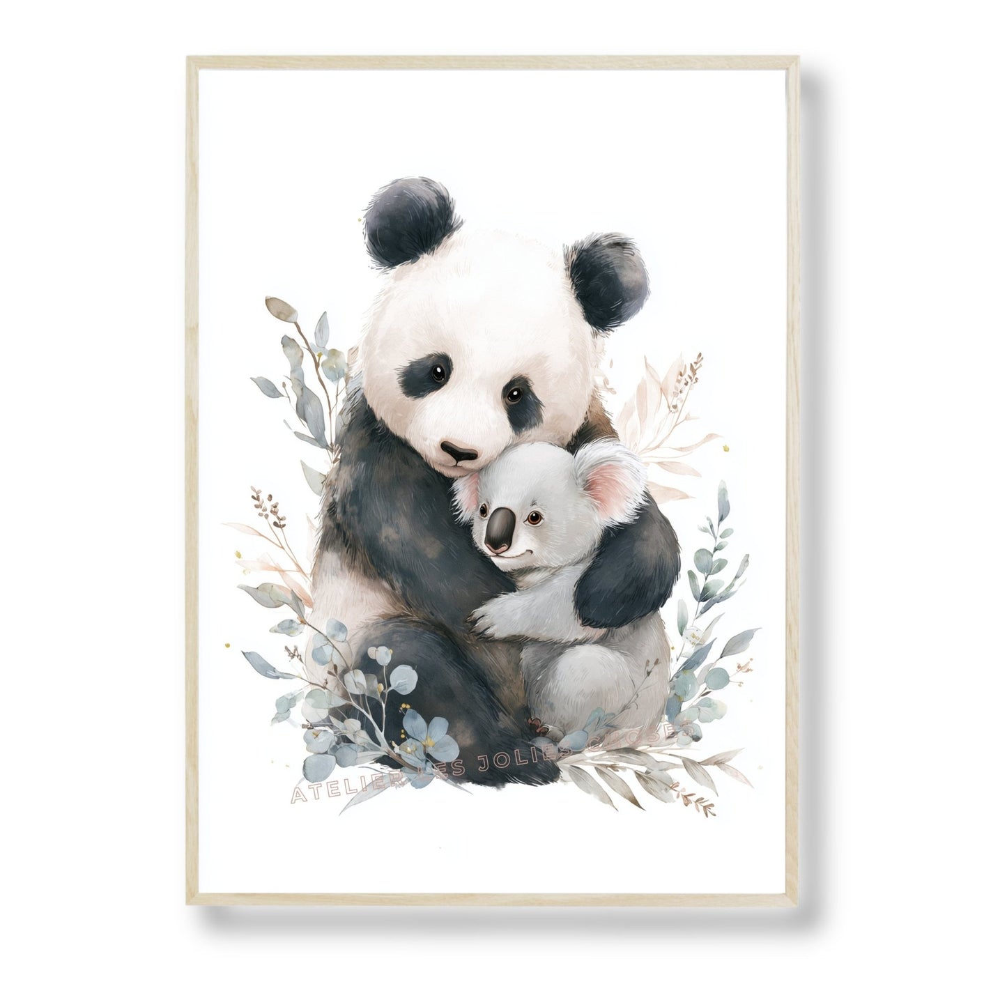 Affiche Panda et Koala - Amis pour Toujours  décoration murale chambre bébé enfant.