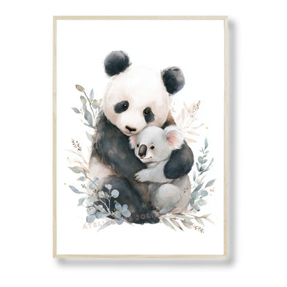 Affiche Panda et Koala - Amis pour Toujours  décoration murale chambre bébé enfant.