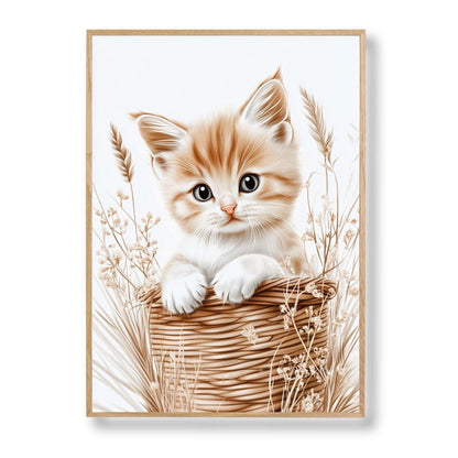 Affiche Chaton & Panier  décoration murale chambre bébé enfant.