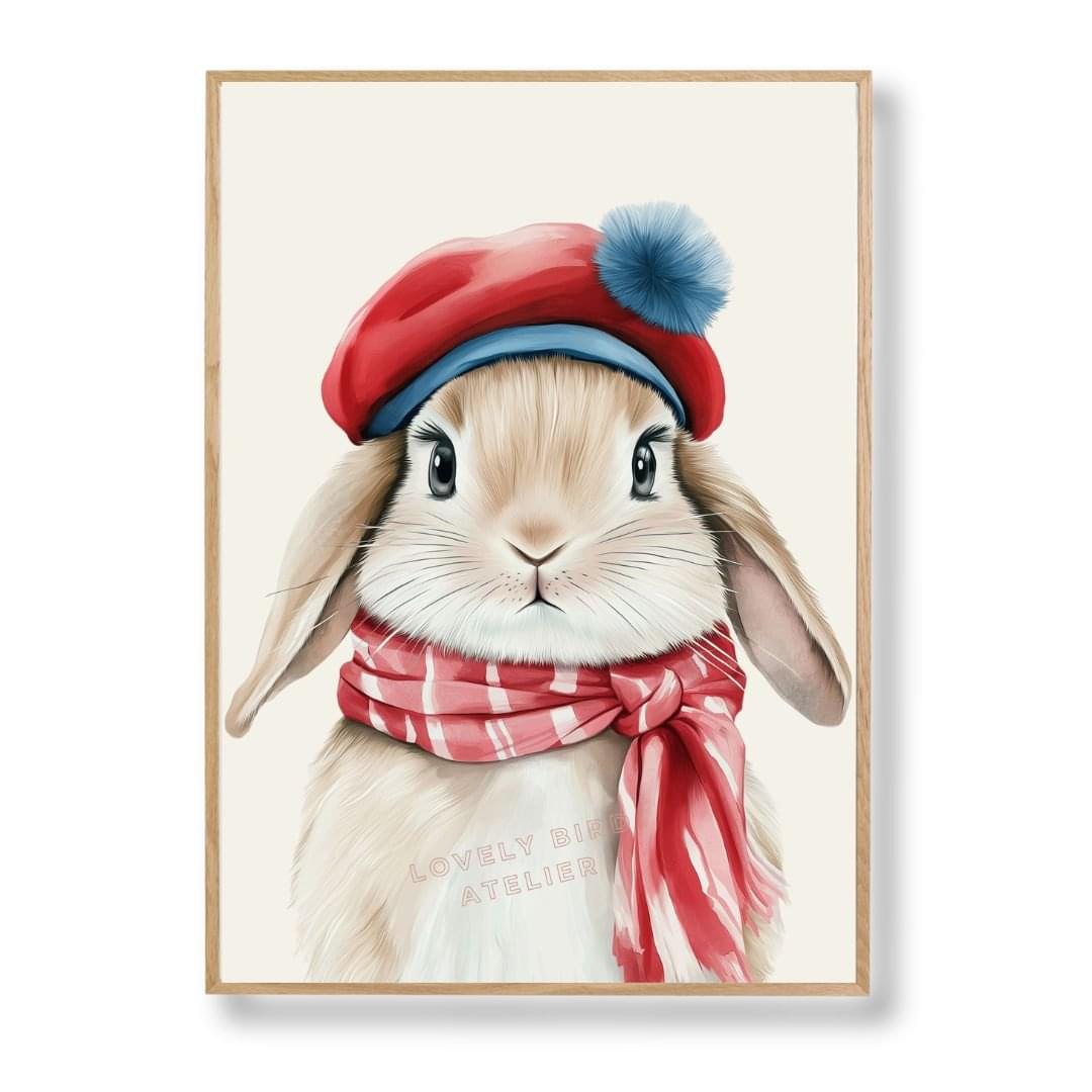 Affiche Lapin & Pompon  décoration murale chambre bébé enfant.