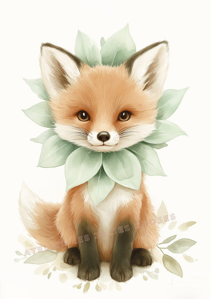 Renard en Fleur décoration murale chambre bébé enfant