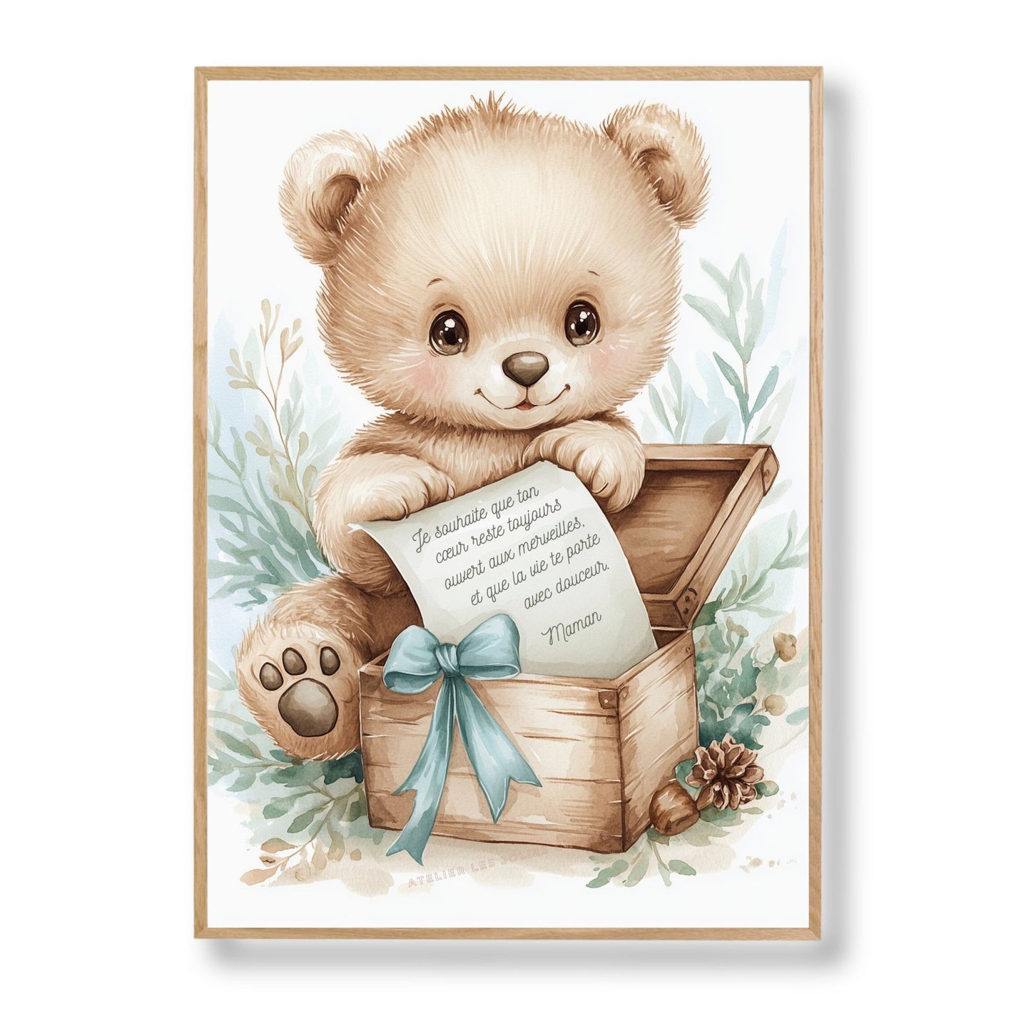 Le trésor de Petit Ours  décoration murale chambre bébé enfant.