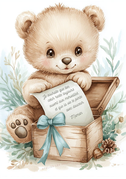 Le trésor de Petit Ours  décoration murale chambre bébé enfant.