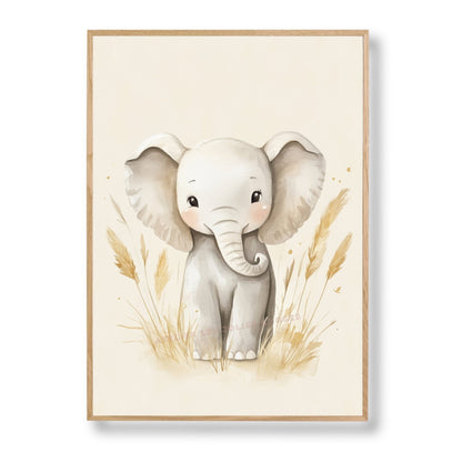 Illustration Éléphant tout doux  décoration murale chambre bébé enfant.