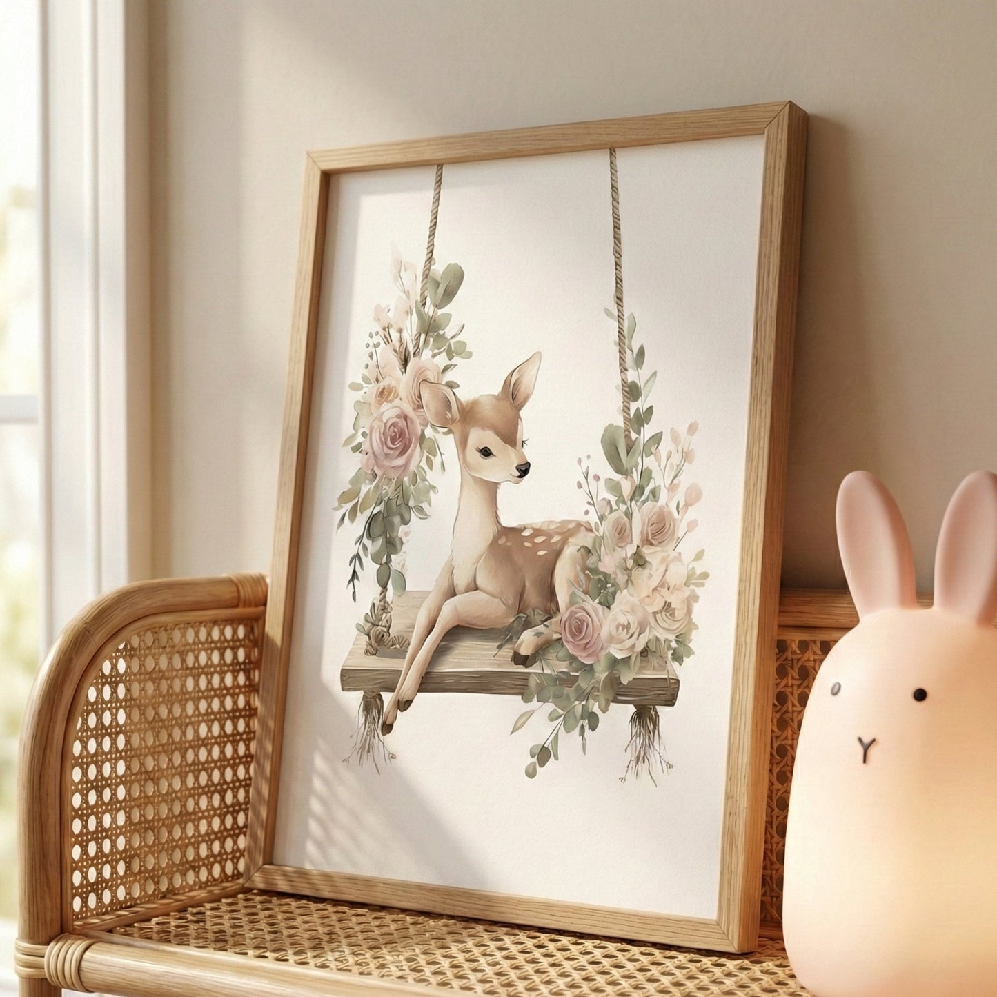 Affiche Biche - Un instant suspendu  décoration murale chambre bébé enfant.