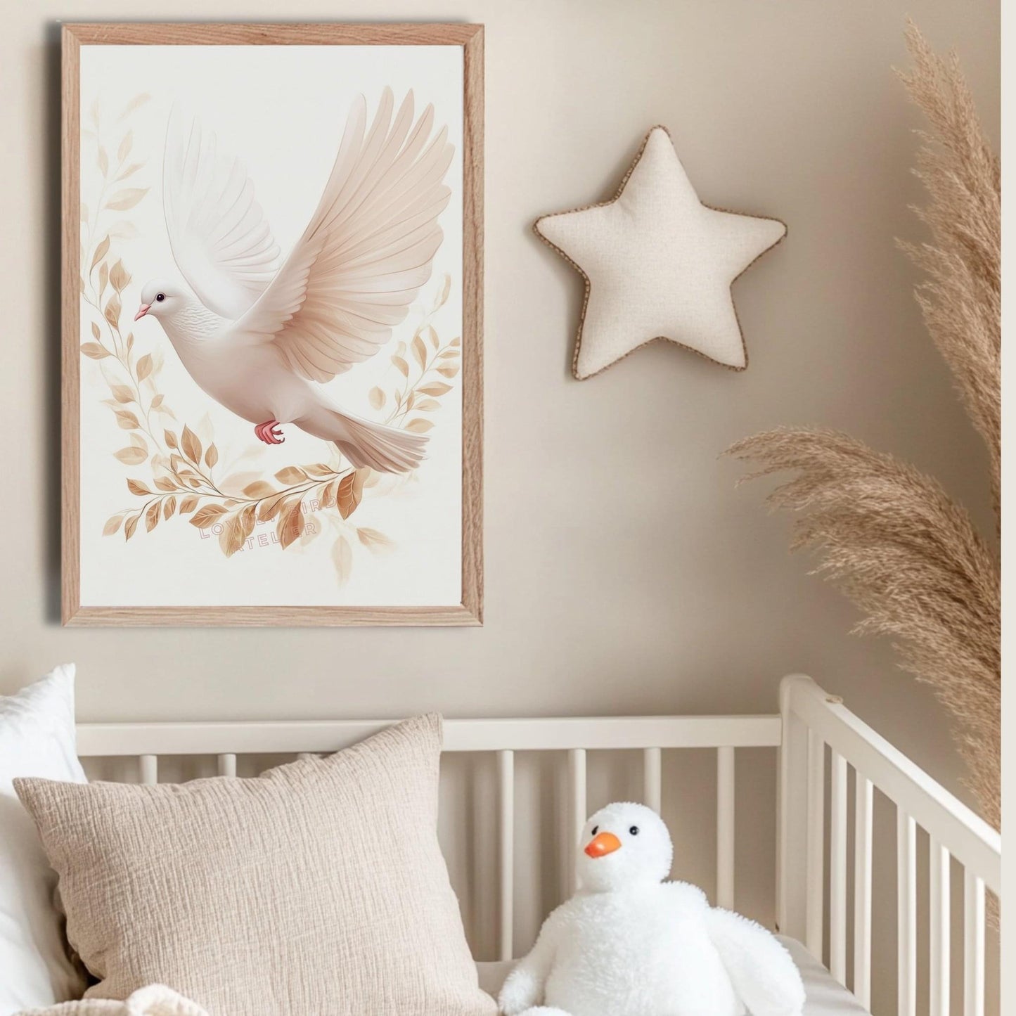 Affiche Colombe & Rameaux  décoration murale chambre bébé enfant.