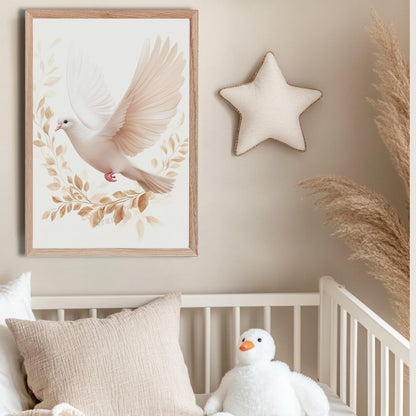 Affiche Colombe & Rameaux  décoration murale chambre bébé enfant.