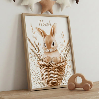 Affiche Lapin & Panier Osier