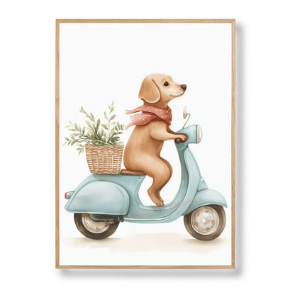 Petit Chien en Scooter  décoration murale chambre bébé enfant.