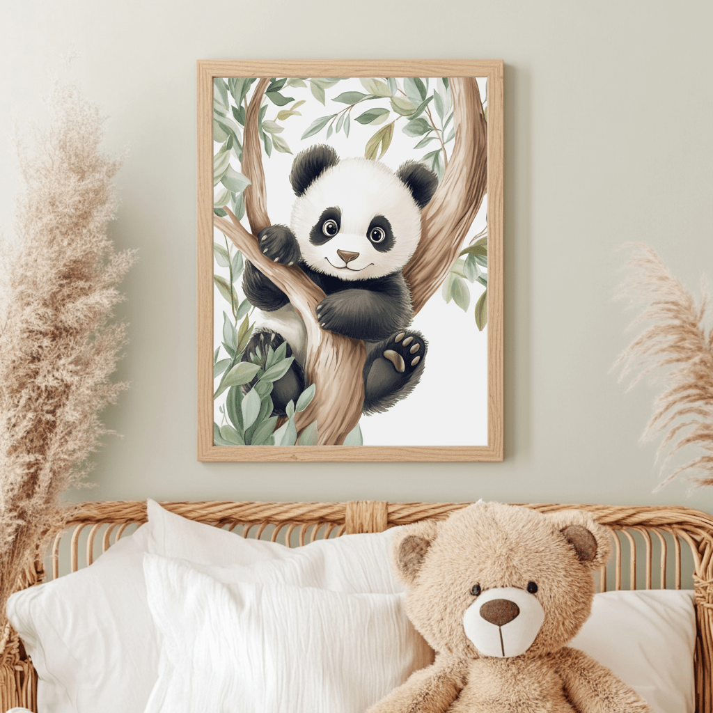 Panda & Végétation - Malice Sauvage  décoration murale chambre bébé enfant.