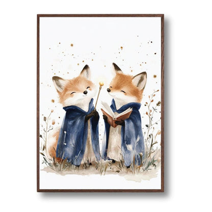 Affiche Renards Petits Magiciens  décoration murale chambre bébé enfant.