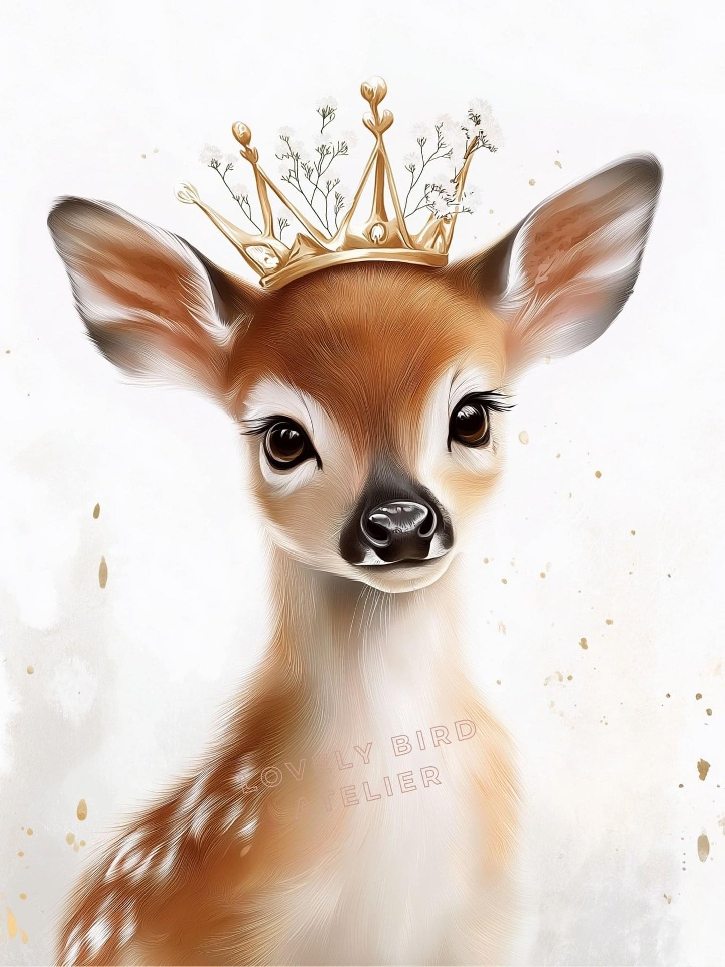 Affiche Jolie Biche & Couronne  décoration murale chambre bébé enfant.