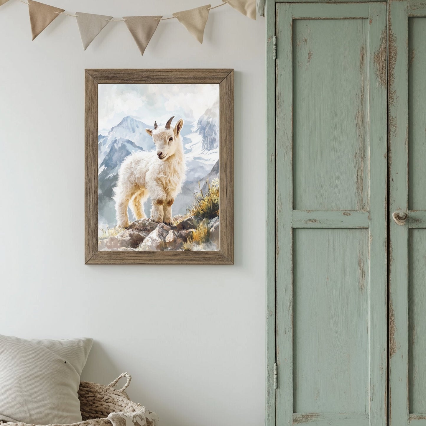 Illustration " Petite grimpeuse "  décoration murale chambre bébé enfant.