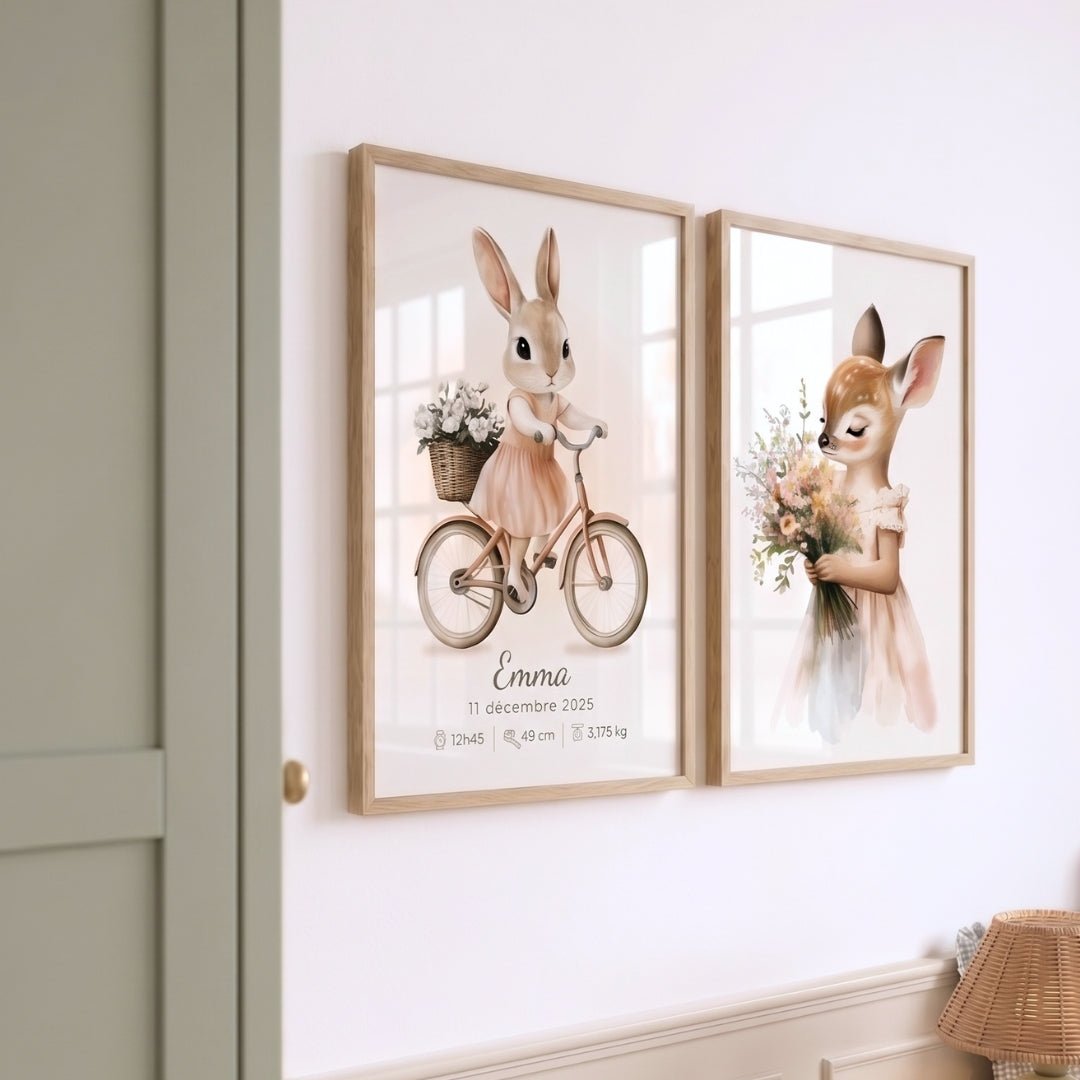 Affiche Biche & Bouquet décoration murale chambre bébé enfant