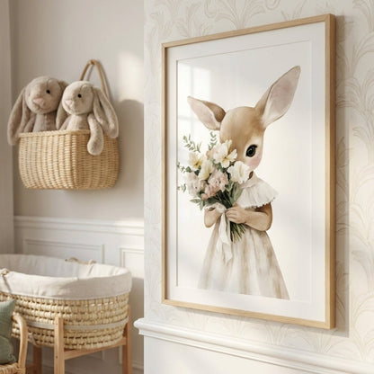 Affiche Biche & Fleurs Délicates décoration murale chambre bébé enfant
