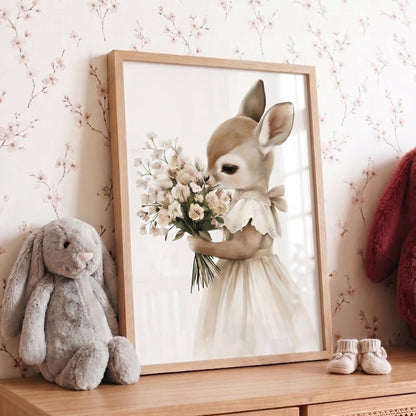 Affiche Biche & Joli Bouquet décoration murale chambre bébé enfant