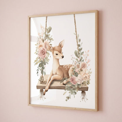 Affiche Biche - Un instant suspendu décoration murale chambre bébé enfant