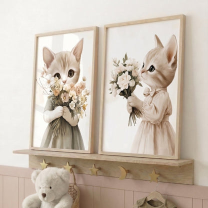 Affiche Chat & Bouquet décoration murale chambre bébé enfant