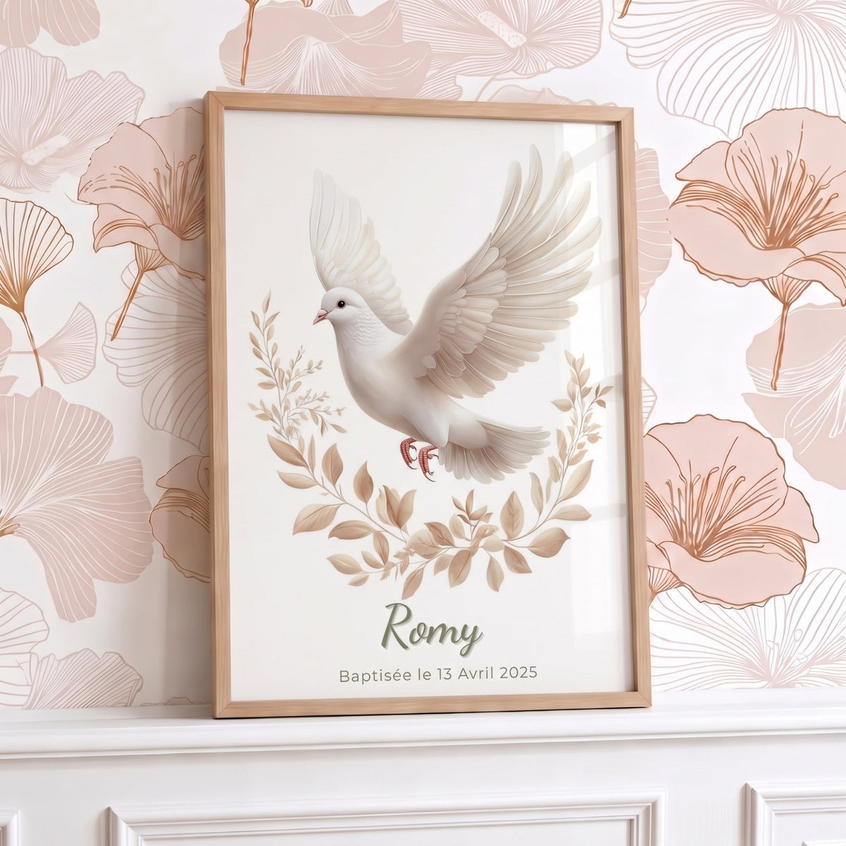 Affiche Colombe & Brindille décoration murale chambre bébé enfant